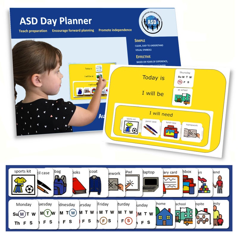 Autism Supplies And Developments I Can Pack my Bag â€“Visual Schedule for Kids with Autism â€“Premium Durable Plastic - Help Kids Get Ready Independently â€“Autism Learning Materials â€“Toddler Routine Pocket Chart (English) - Image 1